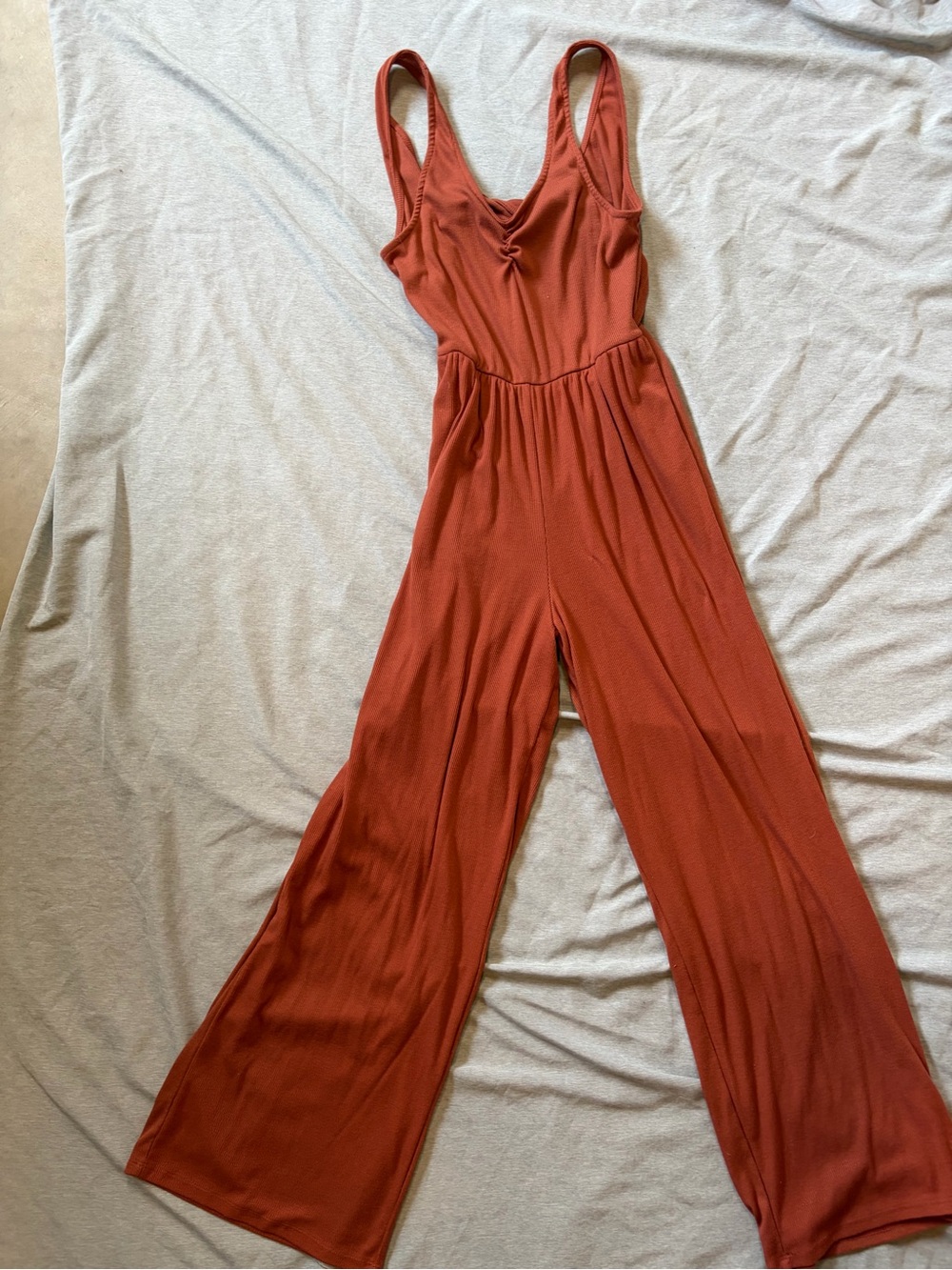 Sleeveless Wide-Leg Jumpsuit in Rust